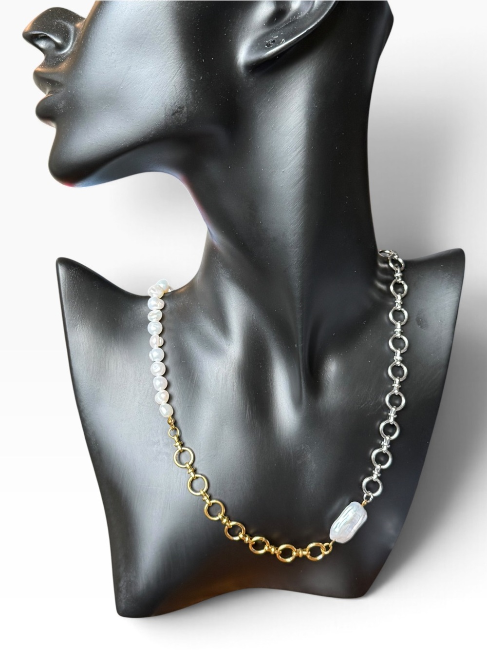 COPA Jewelry Freshwater Pearl Mixed-Metal Necklace NWOT